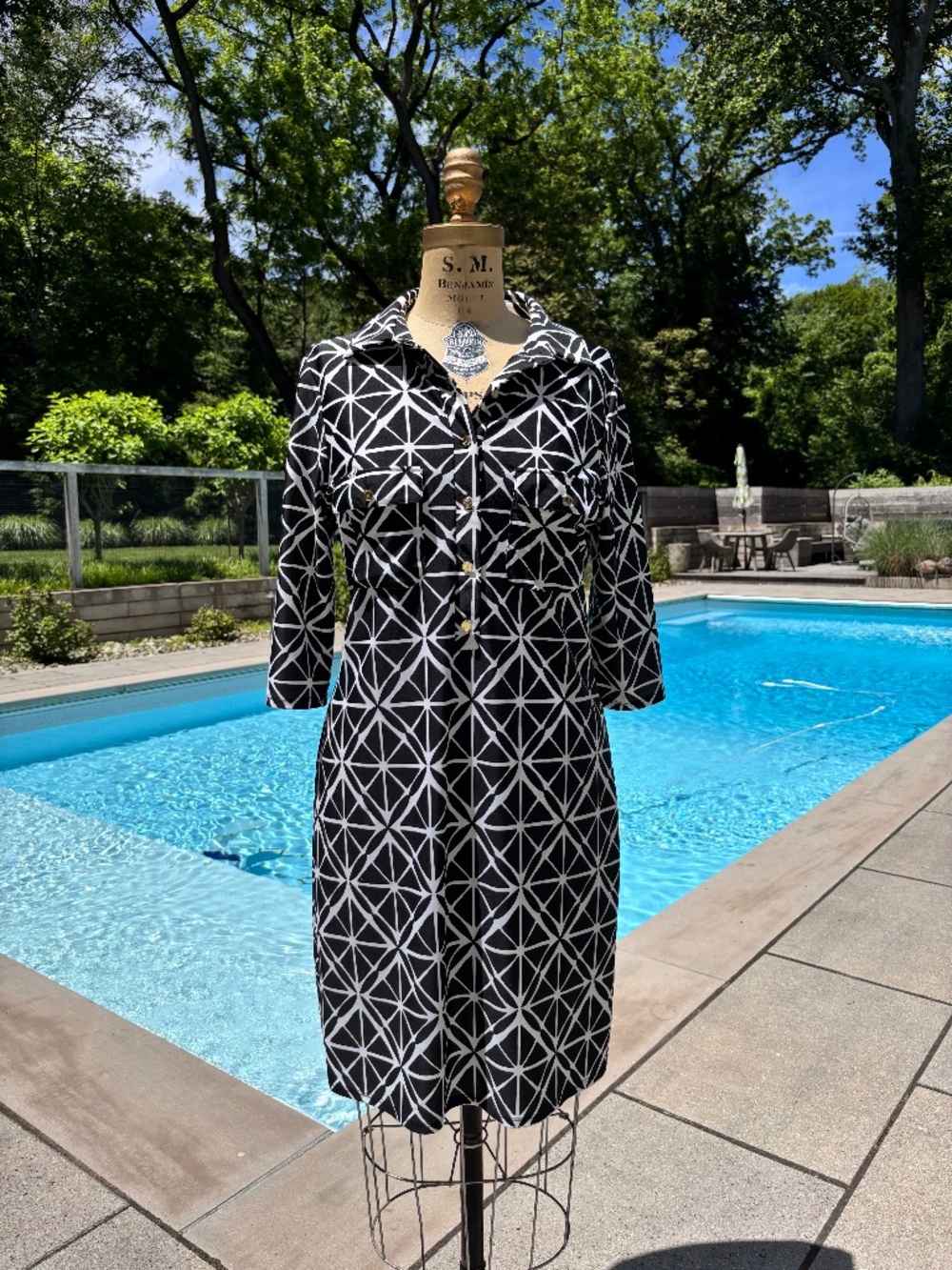 Jude Connally Black & White Geometric Shirt Dress Jude Cloth